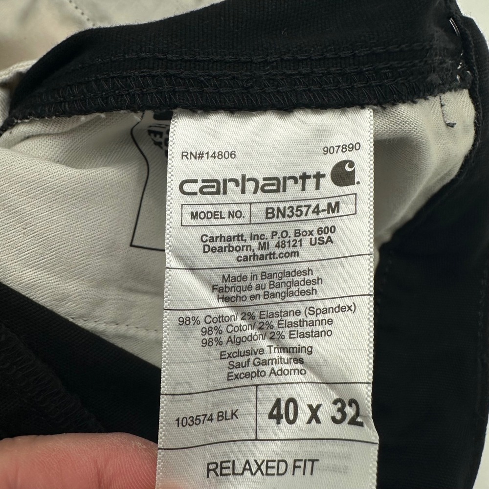 Lot 2 Carhartt Rugged Flex Relaxed Canvas Cargo Pants Black 40x32 103574-BLK NWT - Picture 7 of 14